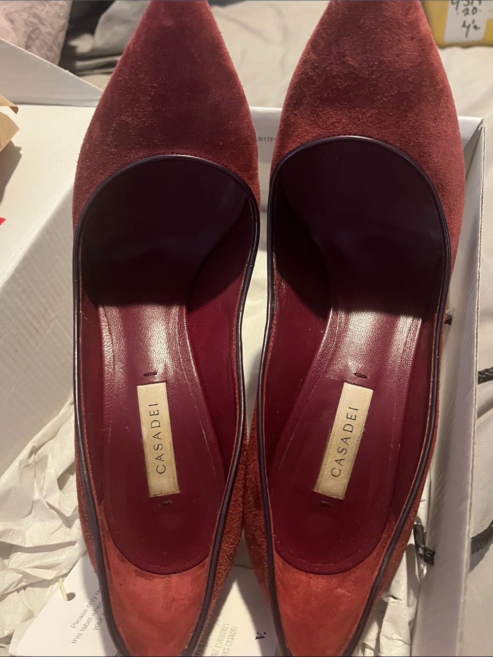 Casadei Women's Deep Wine Suede Pointed-Toe Heels